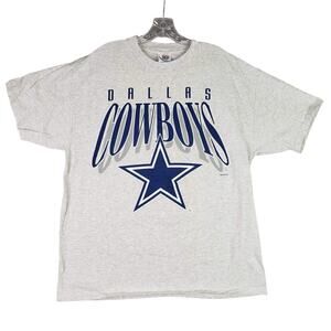 Vintage Dallas Cowboys Shirt Mens L/XL Single Stitch Graphic Tee 90s NFL Gray